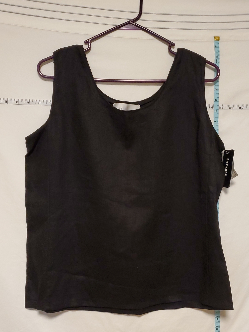 Nygard Collection 100% Linen Women's Black Sleeveless Top 12 Casual Lagenlook